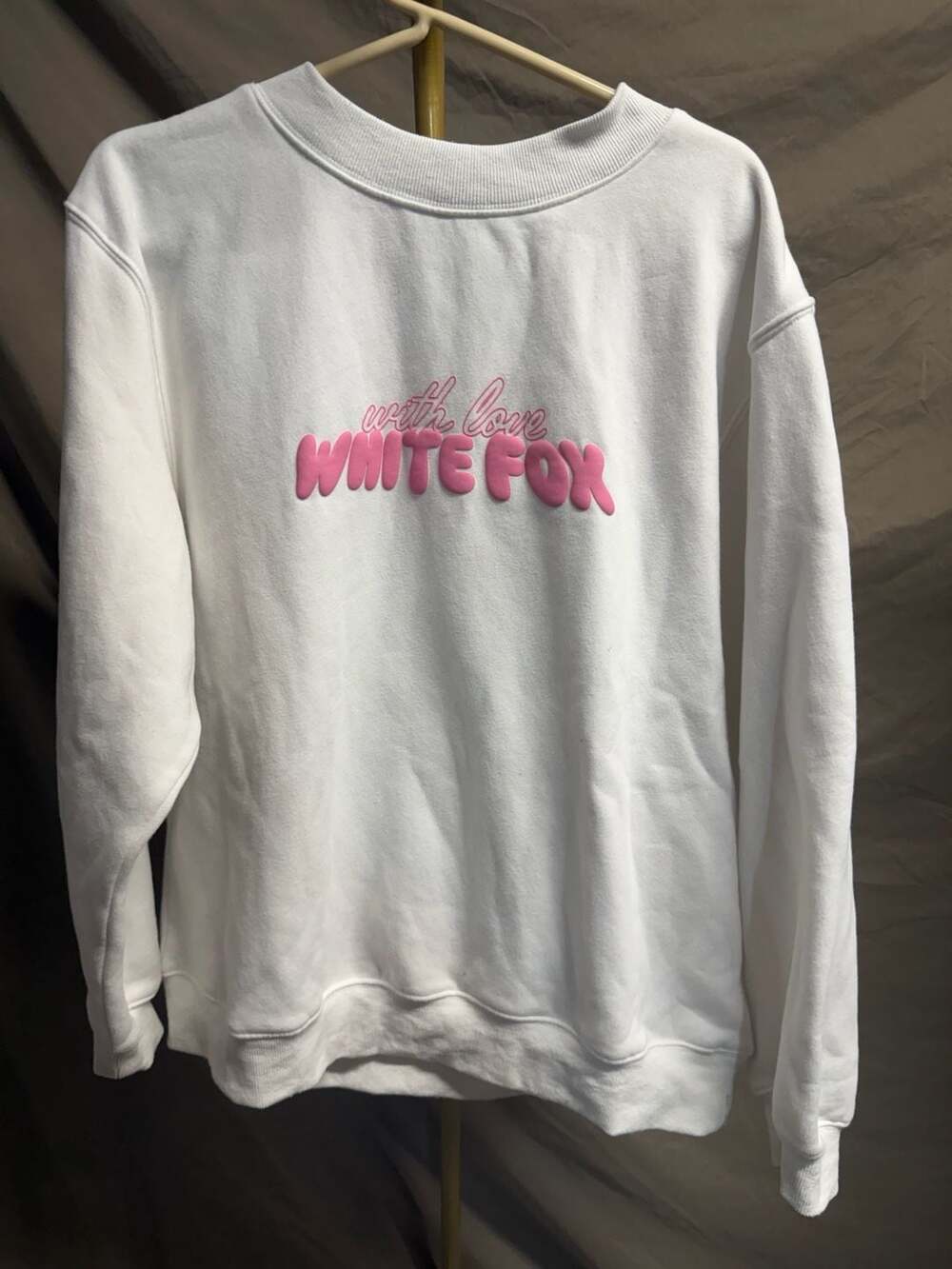 504 White Fox Boutique Oversized Crewneck Sweater with Pink Floral Graphic